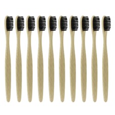 20Pcs Portable Friendly Natural Bamboo Toothbrush Wood Adult Pack Black USA