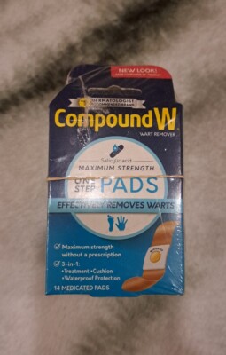Compound W Wart Remover Maximum Strength One Step Pad Waterproof 14ct Pack of 3