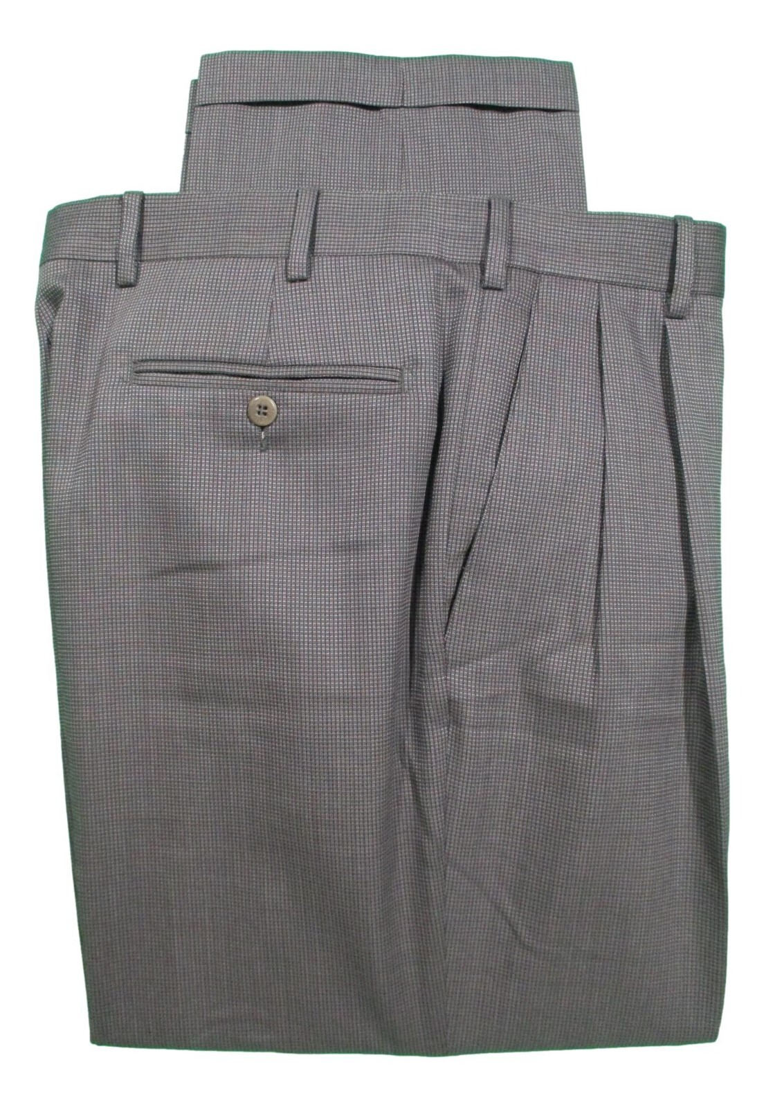 Zanella Mens Grey Pleated Wool Dress Pants 35… Gem