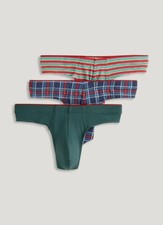 3 Pair Men's Jockey Casual Cotton Stretch Thongs - Size M 32-34" 