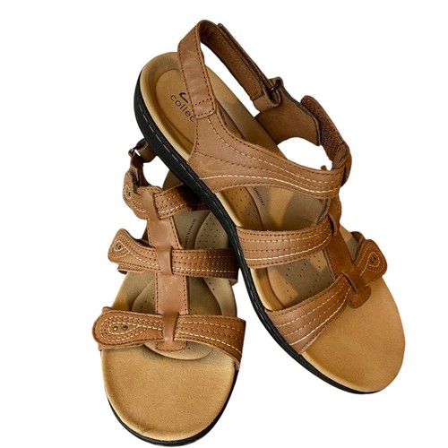 Clarks Collection Laurieann Vine Sandals Women’s Size 9.5 Wide Dark Tan