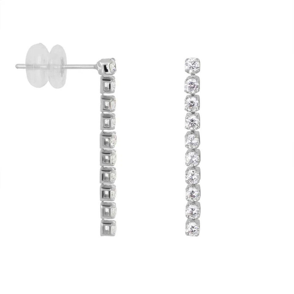 Orecchini Pendenti Tennis Zirconi Stroili Oro Bianco 9 carati 375% cod1 419010 - Immagine 2 di 4