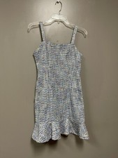 Forever 21 Sleeveless Woven Mini Dress with Ruffle Hem Blue/Multi Size Small
