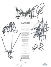 Mayhem Metal Band Signed Watchers Song Lyric Sheet Attila Csihar +4 ACOA COA