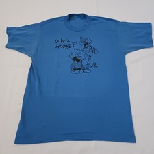 Retro 80s Caricature Calvin and Hobbes Shirt Royal Blue Unisex S-5XL