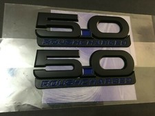 2015-2022 New 5.0 Roush Charged Parts Emblems Badge Matte Black Blue -2pcs
