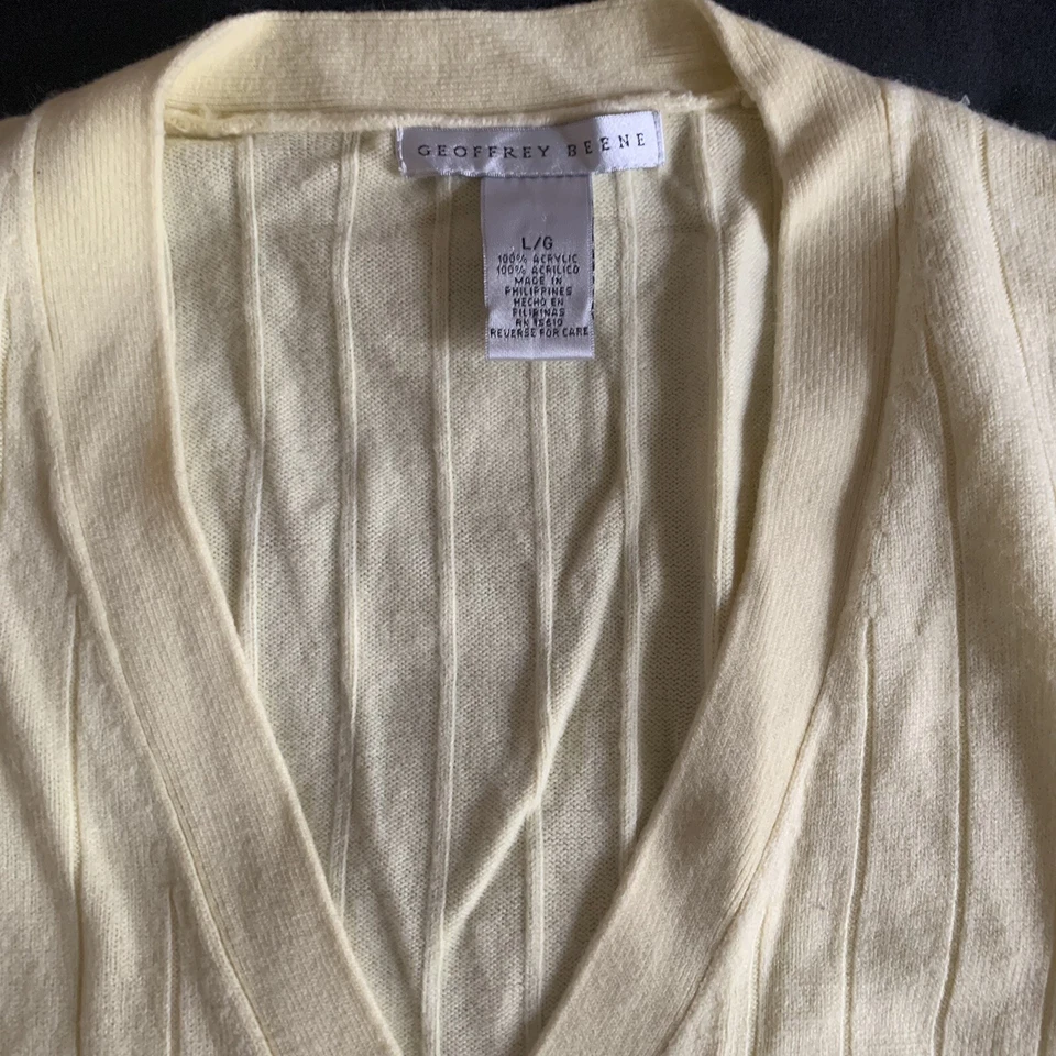 Cárdigan Suéter de Golf Geoffrey Beene Amarillo Claro Talla LG Nuevo Hombre Algodón Crema Foto 2 de 4