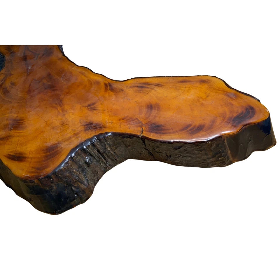 Mesa de losa de madera Live Edge 22" acabado epoxi rústico decoración con acento natural Foto 2 de 4