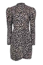 Reformation Women's Brown & Black Leopard Print Long Sleeve Wrap Skirt Dress XS