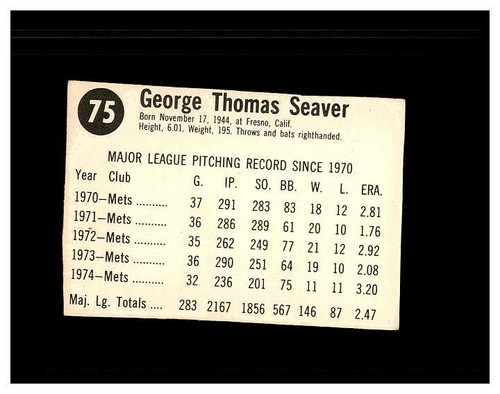 TOM SEAVER YOU PICK SEE SCANS OF EVERY CARD ALL TOM SEAVER CARDS ODD BALL METS - Bild 37 von 183