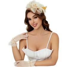 Fascinator Hat Veil Tea Party Bridal Wedding Veil Pillbox Hat and Lace Bowkno...
