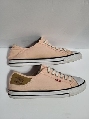 Levi Strauss Womens Low Top Canvas Denim White Sneakers Shoes Size 10 Pink 