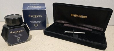 Rare Vintage WATERMAN COFANETTO Black Velvet Case & Intense Black Ink 50mL 2020