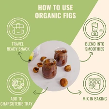 1 lb Organic Sun Dried Figs  - 100% Pure Natural Dried Snack Unsulfured