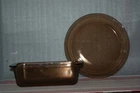VINTAGE PYREX AMBER 2 PIECE SET LOAF AND PIE PANS