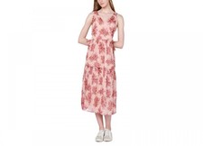 Black Tape Women's Midi Shift Dress Lightweight Floral Sleeveless  V-Neck A2775