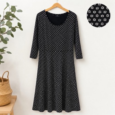 Jerseykleid von bpc   Gr. 44/46   Schwarz mit weißem Muster   sommertauglich