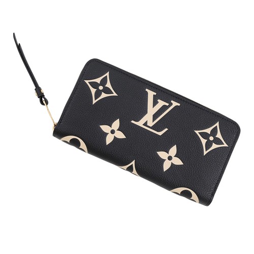 LOUIS VUITTON Zippy Wallet Bicolor Monogram Empreinte Leather BlackBeige M80481