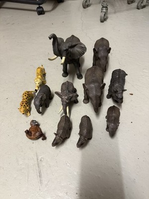 12x Bully Bullyland Konvolut Tiere Elefant, Nashorn, Leopard, Tiger Spielfiguren