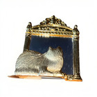 Jj Jonette Cat Kitten Kitty Mirror Reflection Vintage Gold Brooch Pin 2"