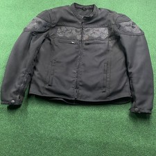 Vintage Motorcycle Jacket Mens L Black Y2K 3M Reflective Skulls Biker Milwaukee