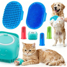 Pet Dog Cat Silicone Softy Massage Bath Brush Scrubber Shampoo Dispenser 