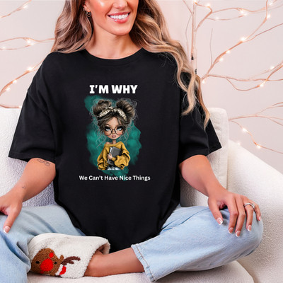 Why We Can't Have Nice Things Funny Girl T-Shirt, Stocking Stuffer Gift For Her