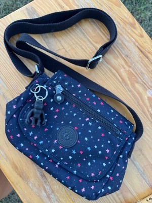 Kipling Folki Mini Satchel Navy Black Star Joyful Cheer Print Monkey Keychain