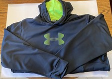 Under Armour Storm1 Men’s Hoodie With Pouch; Black With Lime Green Accents (2XL)
