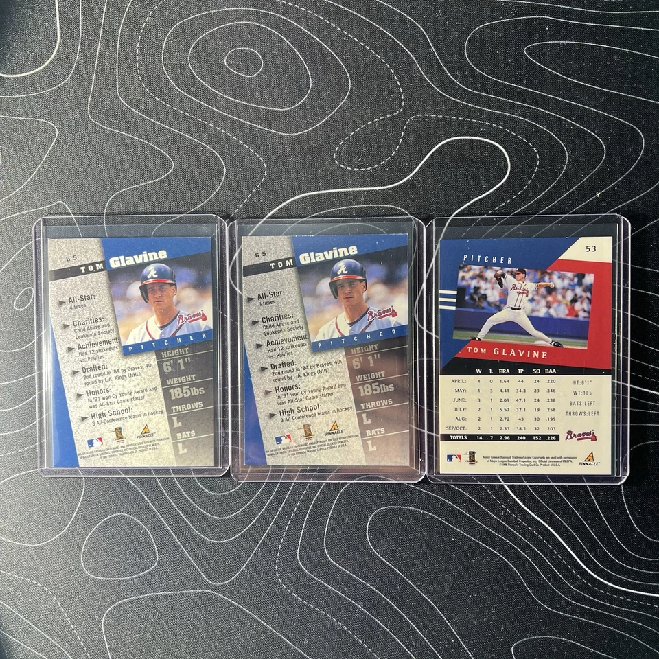 Tom Glavine 1997 Edición Diamante + Lote Edición Club Pinnacle Atlanta Braves Salón de la fama Foto 2 de 4