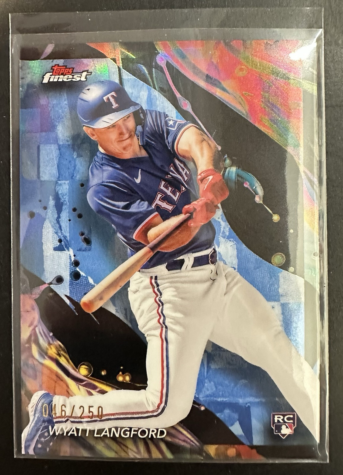2024 Topps Finest Wyatt Langford Refractor /250 RC #141 Texas Rangers