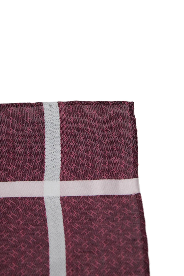 Bufanda cuadrada con detalle de rayas de algodón púrpura 18" x 18" Hermes para mujer Foto 4 de 4