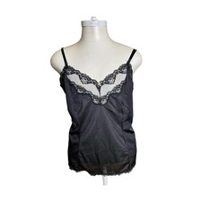 Vintage Black Camisole Lace Lingerie XL Cami 1960s
