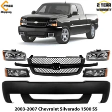 Front Bumper Cover & Grille Assembly Kit For 2003-2007 Chevrolet Silverado 1500