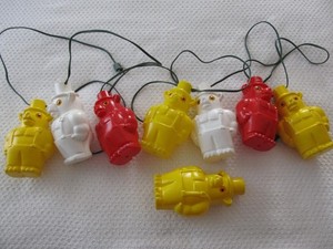 TIKI 8 Bears Plastic Blow Mold Party Patio Camper String Lights Works VINTAGE