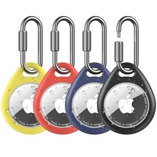 AirTag Holder 4-Pack, Waterproof Shockproof Keychain Case for Keys, Pets, Luggag