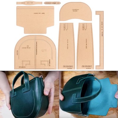 Leather Craft Bag Sewing Pattern Set - Acrylic & Kraft Stencil for Crossbody Bag