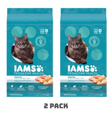 2 Pack Iams ProActive Health Indoor Weight Hairball Care Dry Cat Food, 22 lb