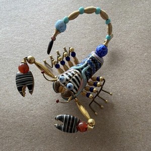 Jewelry 10 Handcrafted Signed Multicolor Porcelain Metal Scorpion Brooch