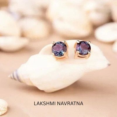 3Ct Round Cut Alexandrite Solitaire Push Back Stud Earrings 14k Rose Gold Plated