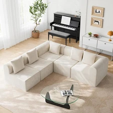 Sectional Sofa Set L-Shaped Couch Convertible Indoor Modular for Living Room