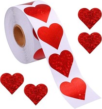 1000PCS Glitter Red Heart Sticker, 1 Inch Love Heart Shaped Envelopes Sealing St