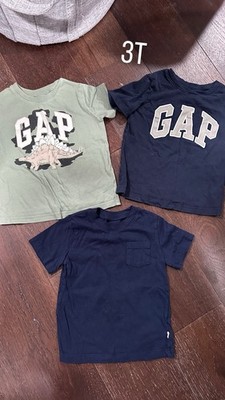 Gap Unisex 3T Short Sleeve T-Shirts Lot Green Navy Logo Crew Neck Pullover