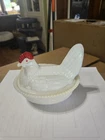 Vintage Westmoreland Milk Glass Hen On Nest Dish - Red Comb - MINT Condition!
