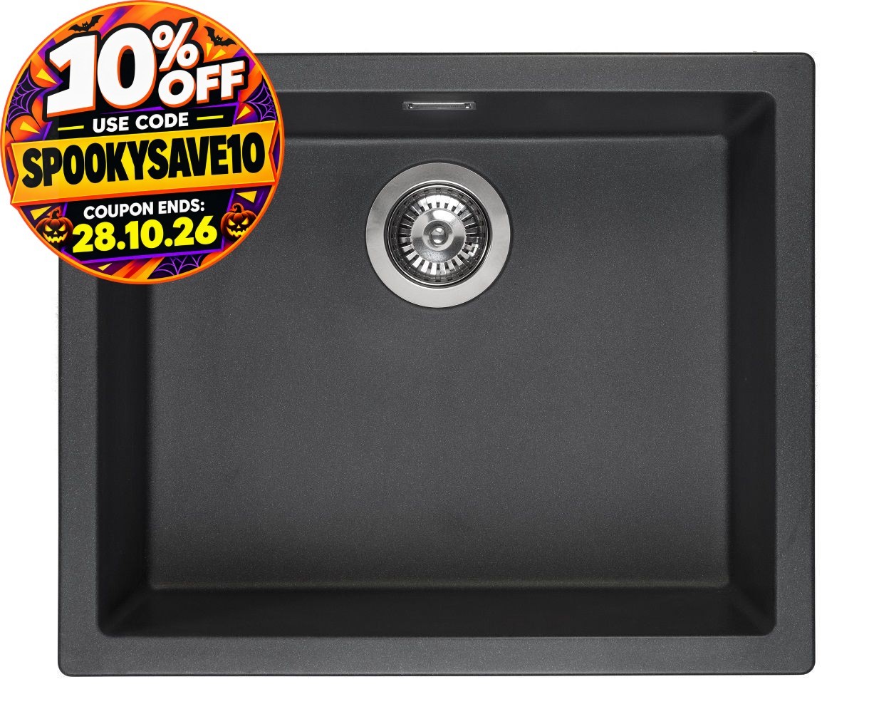 Reginox Amsterdam 50 Integrated Single Bowl Granite Kitchen Sink Black Silvery