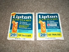LIPTON ICED TEA MIX LOT OF 2 VINTAGE 29 CENT TRIAL SIZE! FREE FAST SHIPPING!