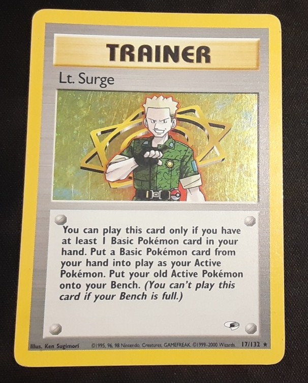 Lt. Surge 17/132 Gym Heroes Holo Rare Unlimited Pokemon TCG WOTC - MP