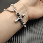 David Yurman Silver Chevron Cross Necklace with White Diamonds size:50+5cm — photo 2