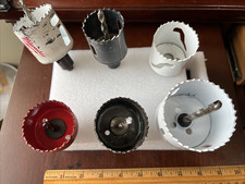 Six Hole saws  Milwaukee 2", Craftsman 2", Greenlee 1 3/4" & Three more