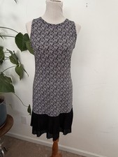 Michael Michael Kors Sleeveless Dress XS Black White Print Pleated Ruffle